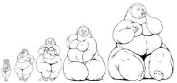 absurd_res anthro ass bear belly belly_overhang bent_legs big_breasts big_butt blush breasts chubby_anthro chubby_belly chubby_cheeks chubby_female clothed clothing curvy_figure feet female growing growth growth_sequence hair hi_res huge_breasts huge_butt huge_hips huge_thighs kneeling larger_female legs_together line_art long_hair looking_at_viewer macro mammal meanybeany navel nude overweight overweight_female pinup pose pudgy_belly shame sitting sitting_on_ground size_difference size_transformation smile solo standing thick_neck thick_thighs torn_clothing touching_own_breast touching_thigh transformation ursine weight_gain wide_hips