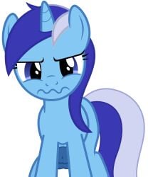 1futa blue_fur blue_hair colgate_(mlp) erection feral friendship_is_magic futanari horsecock horsecock_futanari looking_down mare minuette minuette_(mlp) my_little_pony penis pony rarewaifus solo standing unicorn wavy_mouth