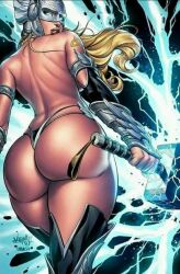 1girls ass big_ass blonde_hair chuck_michael_obach faro's_lounge fat_ass female jane_foster jose_varese lady_thor light-skinned_female marvel pawg solo thong thor_(series)