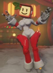 female_only low low_res mistletoe newtybot no_humans posing robot robot_girl rose rose_(newtybot) screen screen_face topless_female