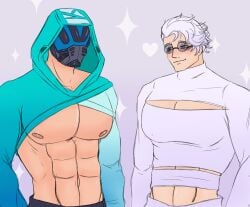 2boys fortnite gay luxxy_art male/male male_only muscular_male pecs sig_(fortnite) surf_strider_(fortnite)