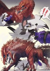 ambiguous_gender ambiguous_penetrated ambiguous_penetration black_sclera blue_eyes bodily_fluids capcom claws cum cum_inside digitigrade dragon drooling dusk_lycanroc erection fanged_wyvern fangs feral feral_on_feral feral_penetrated feral_penetrating feral_penetrating_feral finger_claws furry_only generation_7_pokemon genital_fluids genitals grey_body heart hi_res leaking_cum looking_pleasured lycanroc male male/ambiguous male_penetrating male_penetrating_ambiguous monster_hunter nintendo odogaron open_mouth penetration penis pokémon_(species) pokemon pokemon_(species) precum quadruped saliva sex shaded swift_(tenebscuro) teeth tenebscuro tentacle tentacle_in_penis tentacle_in_urethra tentacle_penetration tentacle_tongue toe_claws tongue tongue_out urethral urethral_penetration watermark white_body yellow_eyes