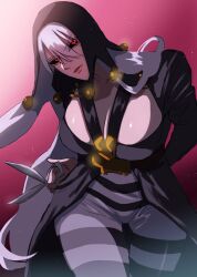 1girls black_sclera breasts chullo coif female female_only fully_clothed human jojo's_bizarre_adventure red_eyes risotto_nero rule_63 scissors shounen_jump skz3i711o126oev solo vento_aureo villainess white_hair