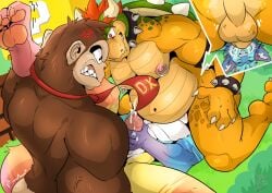 3boys ?_block animal_genitalia animal_penis anthro bodily_fluids bowser breed canid canine canine_genitalia canine_penis canis crossover cum cum_in_mouth cum_inside cum_on_face deep_throat dinosaur donkey_kong donkey_kong_(series) dreyol_(artist) erection face_fucking frostburnwolf fur gay genital_fluids genitals group group_sex hair haplorhine hi_res irrumatio koopa male male/male male_only mammal mario_(series) monkey multiple_boys muscular nintendo nipples nude oral oral_penetration original_character pawpads penetration penile penis primate reptile scalie sex simple_background slightly_chubby super_mario_bros. threesome trio wolf