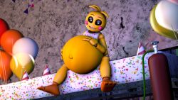 1girls 3d big_belly female five_nights_at_freddy's five_nights_at_freddy's_2 inflated_belly inflation ryguy555 solo toy_chica_(fnaf) toy_chica_(love_taste) what