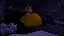 1girls 3d big_belly female five_nights_at_freddy's five_nights_at_freddy's_2 golden_freddy_(fnaf) hyper hyper_belly inflated_belly inflation ryguy555 solo toy_chica_(fnaf) toy_chica_(love_taste)