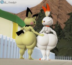 3d anthro big_ass bubble_butt huge_ass pichu pokémon_(species) pokemon scorbunny totallyd