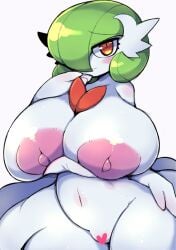 <3_censor areola big_breasts blush breasts censored female gardevoir generation_3_pokemon genitals heart humanoid looking_at_viewer mega_evolution mega_gardevoir nekoyuu nintendo nipples pokémon_(species) pokemon pokemon_(species) pussy solo thick_thighs white_body yellow_eyes