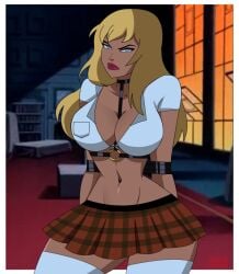 1girls 2d alternate_costume angry annoyed ass big_ass big_breasts blonde_hair blue_eyes breasts cleavage dc dc_comics dcau female female_only ghostlessm kara_danvers kara_zor-el kryptonian light-skinned_female light_skin lingerie looking_at_viewer one_breast_out school_uniform schoolgirl_uniform supergirl supergirl_(dcau) supergirl_(series) superman_(series) thick_thighs wide_hips