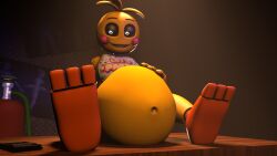 1girls 3d big_belly female five_nights_at_freddy's five_nights_at_freddy's_2 hyper hyper_belly inflated_belly inflation ryguy555 solo toy_chica_(fnaf) toy_chica_(love_taste)