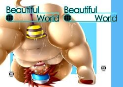 2023 anthro belly big_belly bodily_fluids bulge clothing cover cum english_text felid genital_fluids hat headgear headwear kemono lifewonders lion male mammal moobs navel overweight overweight_male pantherine solo text tokyo_afterschool_summoners tomoyamaru underwear vapula_(tokyo_afterschool_summoners)