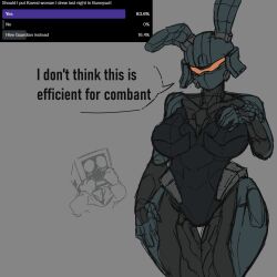 armor bunny_ears bunnysuit crossover crowsdome female_only female_spartan_(halo) halo_(series) halo_5 oc power_armor spartan_(halo) speech_bubble xenoblade_(series)