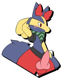 animal_genitalia anthro bisexual canine_penis furry hybrid_pokemon larium_jr(bracario) lucario penis pokemon pokemon_(species) quentinmimikyu