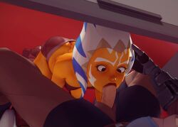 1boy 1girls ahsoka_tano alien alien_girl athletic_female blowjob blue_eyes breasts digital_media_(artwork) duo facial_markings fellatio fellatio_under_table female human human_penetrating john_doe john_doe(artist) kneeling light-skinned_male lips long_hair male oral orange_body orange_skin penis skirt small_breasts star_wars sucking teen teenager the_clone_wars:_season_one togruta under_the_table unseen_male_face