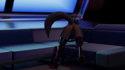 3d_(artwork) absurd_res anthro ass digital_media_(artwork) female genitals hi_res latex_thigh_highs nickstarr66 pussy raised_tail rear_view rexouium solo tail