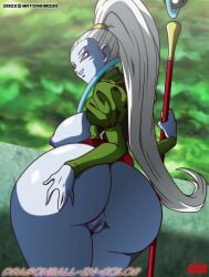 1girls alternate_version_available angel_(dragon_ball) areolae ass ass_grab big_ass big_breasts blue_skin bottomless breasts clothes colored dragon_ball dragon_ball_out_of_pannel dragon_ball_super dragon_ball_z dragonball-in-color edit from_behind grabbing_own_ass hand_on_ass huge_ass legs_together lipstick long_hair looking_at_viewer looking_back nipples partially_clothed ponytail purple_eyes pussy sideboob smile solo staff standing thick_thighs tournament_of_power vados voluptuous white_hair witchking00