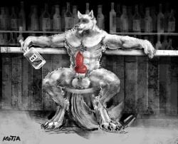 absurd_res alcohol animal_genitalia animal_penis anthro armpit_hair balls beverage body_hair canid canine canine_genitalia canine_penis canis claws container death_(puss_in_boots) digital_media_(artwork) domestic_dog dreamworks erection fur genitals grey_body grey_fur hi_res knot kotia looking_at_viewer male male_only mammal muscular muscular_male nude paws pecs penis pubes puss_in_boots:_the_last_wish puss_in_boots_(film) puss_in_boots_(franchise) red_eyes sheath shrek_(series) smile solo universal_pictures universal_studios wolf