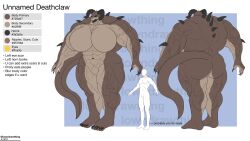 abs anon anthro character_sheet deathclaw fallout giantess gigantic_breasts lowndrawthing muscular_female original_character size_difference