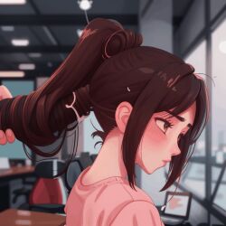 ai_generated animated cumshot hair hairjob ponytail