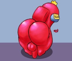 (garyt_hanfin) 1boy among_us anthro ass ass_focus balls bubble_butt crown femboy gay genitals humanoid_penis male_only penis red_(among_us) red_body small_hands tag tagme what