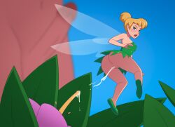 1girls 2d after_sex after_vaginal blonde_hair blush bottomless bottomless_skirt disney fairy fairy_wings masturbation object_insertion peter_pan_(disney) sinfulline solo solo_female tinker_bell upskirt wet_pussy