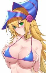 animated big_breasts bikini bikini_top blonde_hair boobs breasts dark_magician_girl female female_only green_eyes huge_breasts kirikan linux long_hair looking_at_viewer solo witch_hat yu-gi-oh!