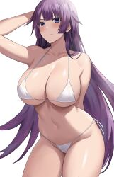 1girls absurdres bakemonogatari big_breasts bikini breasts female jasony light_skinned_female long_hair monogatari_(series) navel purple_hair senjougahara_hitagi tagme thick_thighs white_background