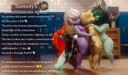 1boy 3d 3girls advertisement black_and_white_body english_text female feral green_body green_hair group hair hi_res league_of_legends locker_room male male/female midna multiple_girls nintendo purple_body riot_games short_stack shortstack teemo teemoty text the_legend_of_zelda tristana twilight_princess vex_(league_of_legends) white_hair yordle