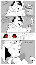 2023 abs absurd_res anthro arun_six biceps bodily_fluids bulge canid canine canis cloak clothing comic death_(puss_in_boots) dialogue digital_media_(artwork) dreamworks duo english_text genitals grey_background grin hi_res holding_object holding_weapon hooded_cloak male male_only mammal melee_weapon muscular muscular_anthro muscular_male nipples pecs penis presenting presenting_penis puss_in_boots_(dreamworks) puss_in_boots_(film) puss_in_boots_the_last_wish question_mark red_eyes shrek_(series) sickle simple_background smile speedo sweat sweatdrop swimwear tail text underwear undressing universal_pictures universal_studios wanted_poster weapon wolf ych_(character)