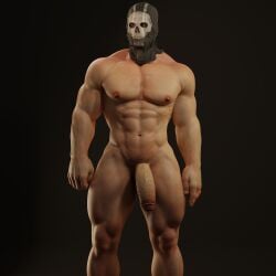 1boy 3d big_pecs big_penis call_of_duty gay ghost_(modern_warfare_2) male_only muscular muscular_male pecs penis simon_riley solo solo_male voluox