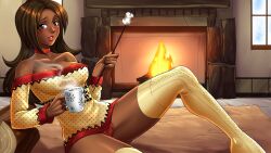 choker dark-skinned_female dark_skin fireplace harem_heroes hentai_heroes kinkoid nutaku