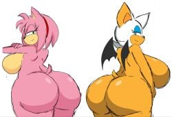 2d 2girls amy_rose anthro big_ass big_breasts big_butt big_thighs bubble_butt fur furry huge_ass huge_breasts huge_butt looking_at_viewer looking_back looking_back_at_viewer mobian mobian_(species) mobian_bat momiji_(artist) rouge_the_bat sega sonic_(series) sonic_adventure_2 sonic_team sonic_the_hedgehog_(series) thick_thighs