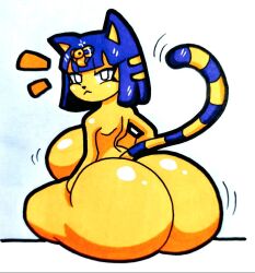 animal_crossing ankha ass big_breasts breasts egyptian feline female fur giant_areolae huge_areola huge_ass motion_lines mr.ctm nintendo thick_thighs video_games wide_hips