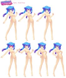 accurate_art_style alpha_(crush_crush) blue_hair breasts completely_nude completely_nude_female crush_crush different_poses facial_expressions female female_only sad_panda_studios smile