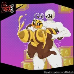 ambiguous_penetration animal_humanoid anthro arthropod arthropod_humanoid asphyxiation ass bee bee_(minecraft) bee_humanoid big_breasts big_butt blush bodily_fluids breasts choking duo elisalevin female food heart heart-shaped_pupils hi_res honey honey_(food) huge_breasts huge_butt huge_thighs human humanoid hymenopteran hymenopteran_humanoid insect_humanoid insects lactating lactating_honey lactation looking_pleasured male male/female mammal microsoft minecraft mojang penetration prison_guard_position short_stack shortstack signature simple_background stinger text thick_thighs thrusting topless unusual_lactation url xbox_game_studios ych_(character)