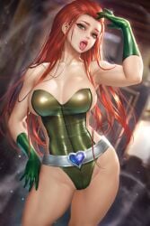 abs belt belt_buckle cleavage crotch_bulge edited female female_only gloves green_eyes large_breasts long_hair neoartcore nudtawut_thongmai red_hair revealing_clothes sam_(totally_spies) shiny_clothes slim_waist thick_thighs tight_clothing tongue_out totally_spies visible_areolae wide_hips