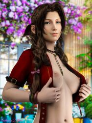 3d aerith_gainsborough breasts brown_hair cashmerechaos female final_fantasy final_fantasy_vii final_fantasy_vii_remake green_eyes