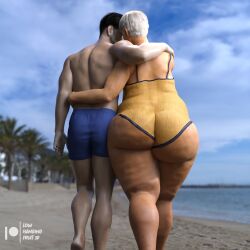 3d 3d_(artwork) age_difference asian asian_female ass beach breasts daz3d daz_3d daz_studio feet female gilf granny gray_hair hips large_ass lowhangingfruit3d_(artist) male/female muscular_male old old_woman older_female overweight overweight_female romantic romantic_couple sagging_breasts swimsuit swimwear thick_legs thick_thighs thighs ugly_female ugly_woman wide_hips younger_male