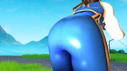 3d ass ass_focus big_ass big_butt brown_hair capcom chun-li chun-li_(fortnite) cowgirl_position dressed female female_only fortnite fortnite:_battle_royale grass hugor34ya outdoors outside pov sky street_fighter