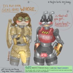 1boy 1cuntboy air_wubbox anthro anthrofied cock colored cuntboy dialogue earth_wubbox english_text epic_wubbox glowing_genitalia h0rniru heart horns horny intersex male my_singing_monsters pilot_hat pussy request robot text thighs wubbox wubbox_(my_singing_monsters)