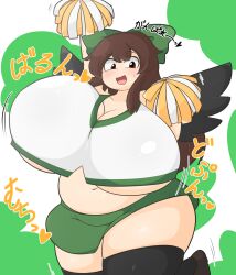 big_breasts cheerleader huge_breasts huge_thighs manorea mirei2634 touhou utsuho_reiuji