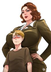 1boy 1boy1girl 1girls agent_carter american avengers big_breasts breasts breasts_bigger_than_head british british_female busty captain_america captain_america_(series) cleavage curvy digital_media_(artwork) disney disney+ eyebrows eyelashes eyes female hourglass_figure huge_breasts human human_only large_breasts larger_female legs light-skinned_female light-skinned_male light_skin lips marvel marvel_cinematic_universe mature mature_female mature_male military_uniform peggy_carter size_difference smaller_male steve_rogers straight thick thick_legs thick_thighs thighs top_heavy tora_tora upper_body voluptuous waist what_if...? wide_hips