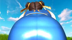 3d ass ass_focus big_ass big_butt brown_hair capcom chun-li chun-li_(fortnite) cowgirl_position dressed female female_only fortnite fortnite:_battle_royale hugor34ya outdoors outside pov sitting_on_face sitting_on_person sky street_fighter