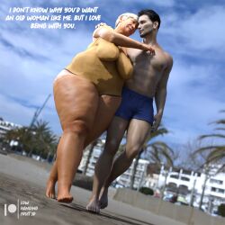 3d 3d_(artwork) age_difference asian asian_female beach breasts daz3d daz_3d daz_studio dialogue feet female gilf granny grey_hair hips looking_at_another lowhangingfruit3d_(artist) male male/female muscular muscular_male old older_female overweight overweight_female romantic romantic_couple sagging_breasts swimsuit swimwear thick_legs thick_thighs thighs ugly_female wide_hips younger_male