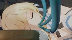 1girls 3d_(artwork) cum cum_in_mouth floating_hydro_fungus fungi_(genshin_impact) genshin_impact gloves lumine_(genshin_impact) lyusfyuring medium_breasts orange_eyes sleep_molestation tentacle