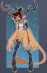 1girls antlers drooling female female_only fur hooves horror long_tail molly_mcgee monster monster_girl ponytail ripped_clothing solo the_ghost_and_molly_mcgee transformation wendigo wrenzephyr2