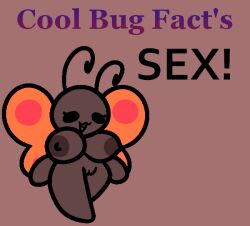 anthro breasts breasts_out butterfly butterfly_(mallow_on_a_stick) butterfly_wings exposed_breasts exposed_pussy jpeg mallow_on_a_stick meme multicolored_text open_mouth orange_wings pussy shortstack simple_background text