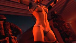 1girls 2boys 3d ass ass_focus belly belly_button breasts capcom clothes_lift clothes_pull embarrassed embarrassed_nude_female female female_torso hands_up jill_valentine jill_valentine_(sasha_zotova) legs_apart panties pants_down pants_pull pussy resident_evil restrained saltyu shirt shirt_lift shirt_up source_filmmaker tagme thighs umbrella_corporation vagina