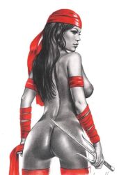 1girls antiheroine artist_request ass ass_focus big_ass curvy curvy_female elektra_natchios female female_only marvel marvel_comics naked naked_female nude nude_female solo wide_hips