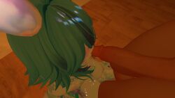 1boy1girl 1girls artsyvrc blowjob blue_body blue_hair blue_skin breasts nia_(artsyvrc) nipples pink_eyes sucking sucking_penis tagme vrchat